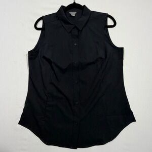 Eddie Bauer Sleeveless Tech Shirt Women's M Black Hiking Outdoor Performance Top